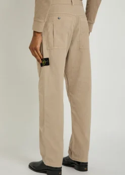 Cotton ripstop straight-leg cotton trousers