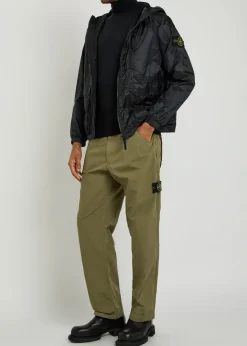 Cotton ripstop straight-leg cotton trousers