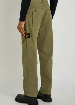 Cotton ripstop straight-leg cotton trousers