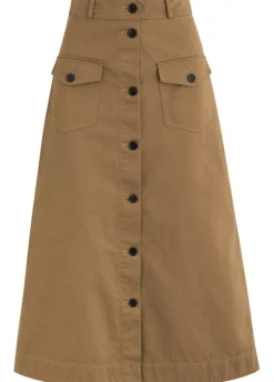 Cotton-twill midi skirt