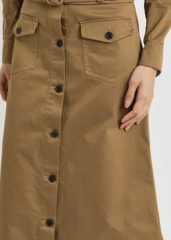 Cotton-twill midi skirt