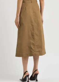 Cotton-twill midi skirt