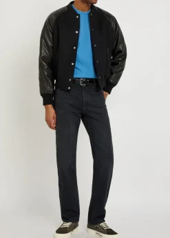 Couture seam straight-leg jeans
