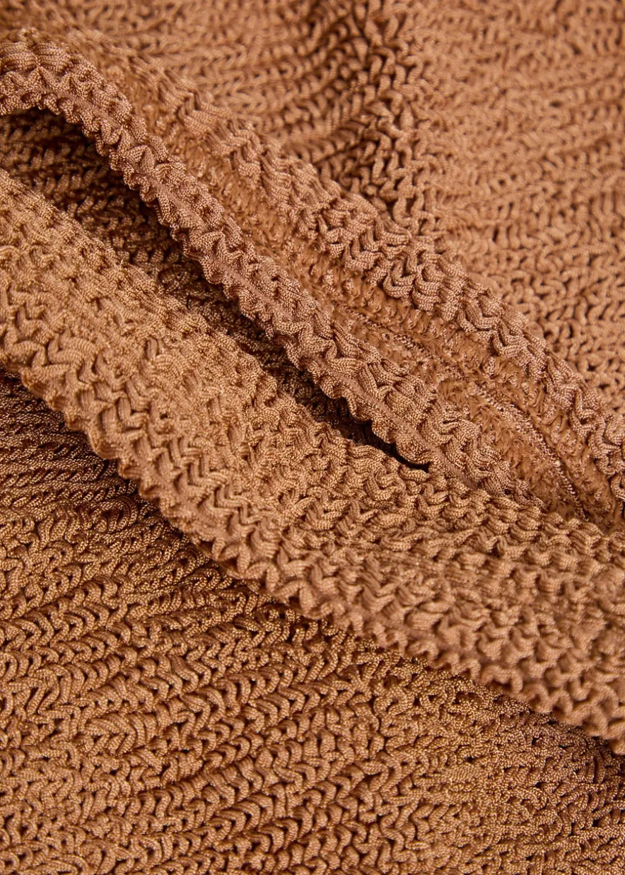 Coverage square-neck crinkle swimsuit