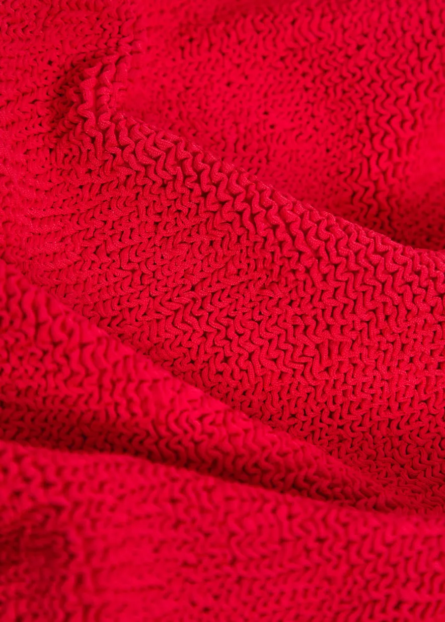 Coverage square-neck crinkle swimsuit