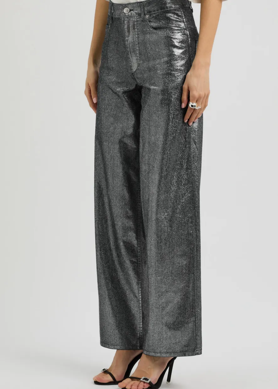 Cover metallic wide-leg jeans