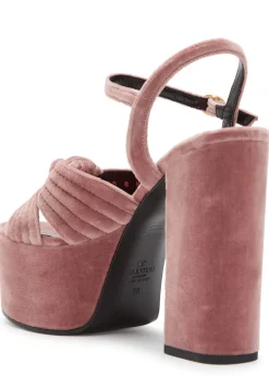 Crasher VLogo velvet platform sandals