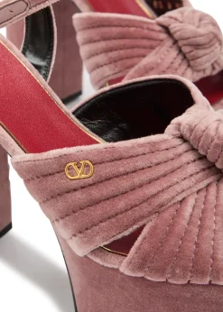 Crasher VLogo velvet platform sandals