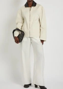 Creased satin trousers