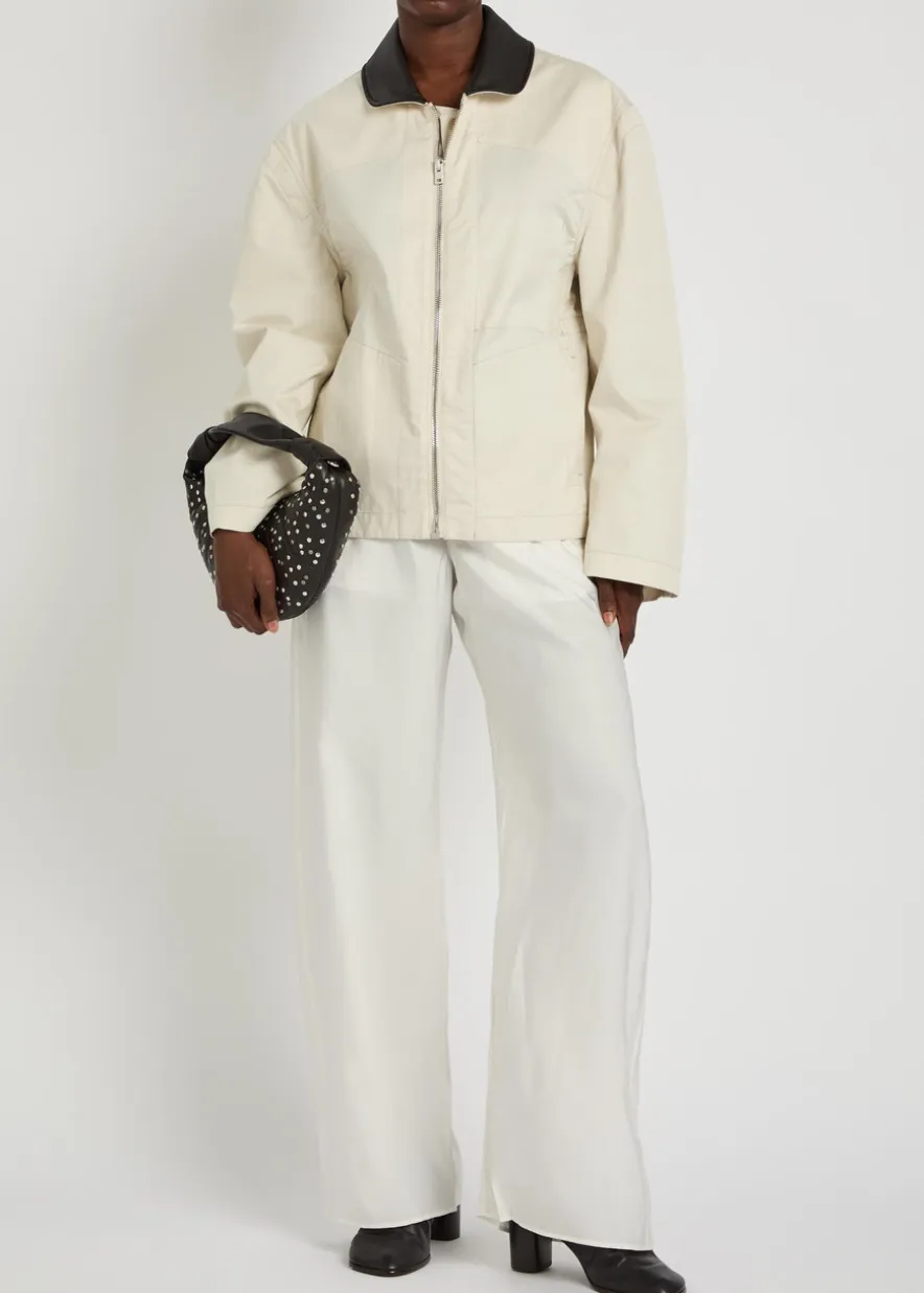 Creased satin trousers