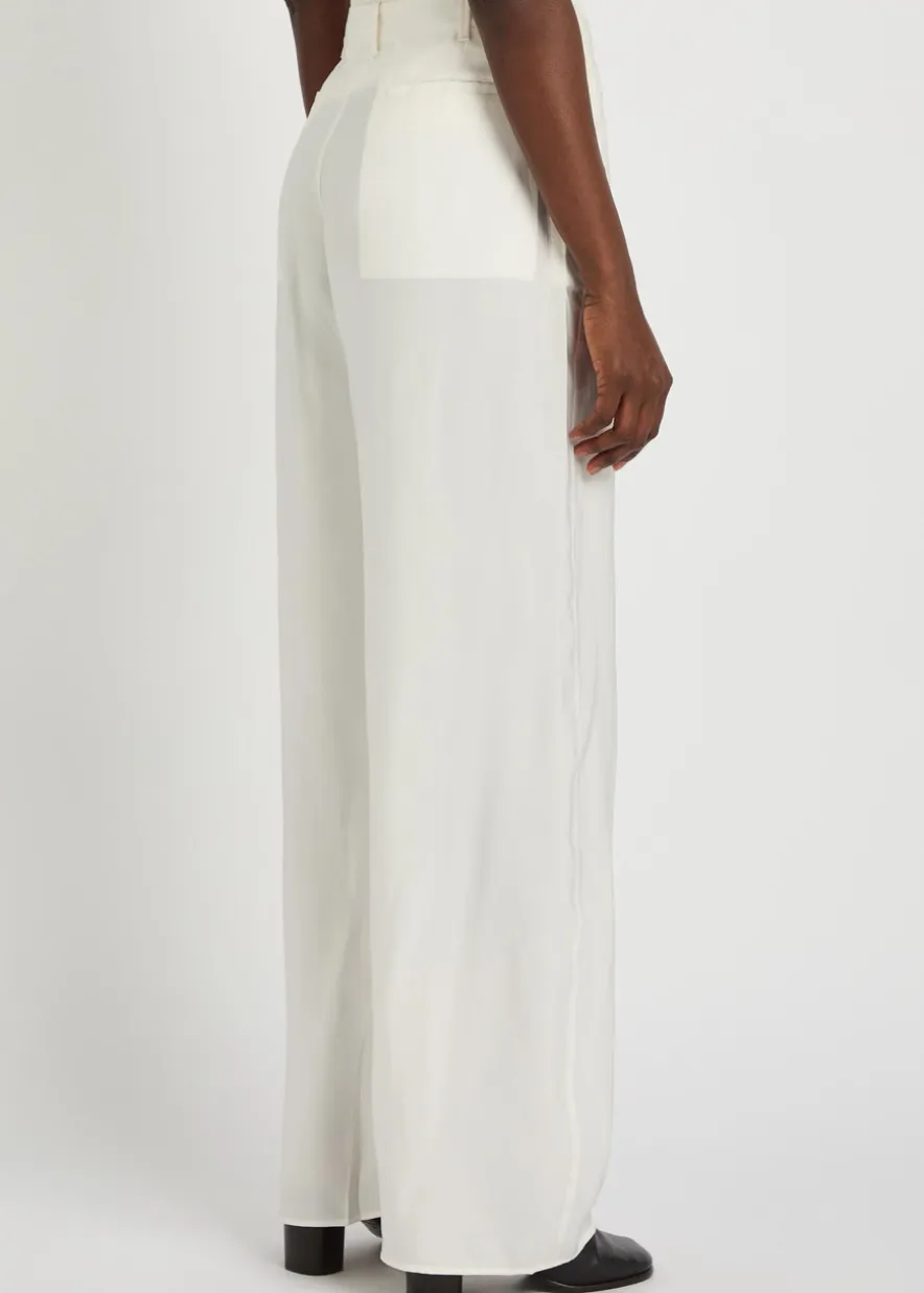 Creased satin trousers