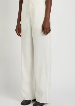 Creased satin trousers