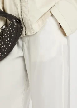 Creased satin trousers