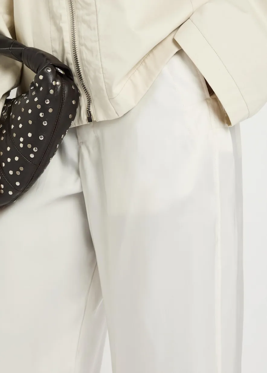 Creased satin trousers