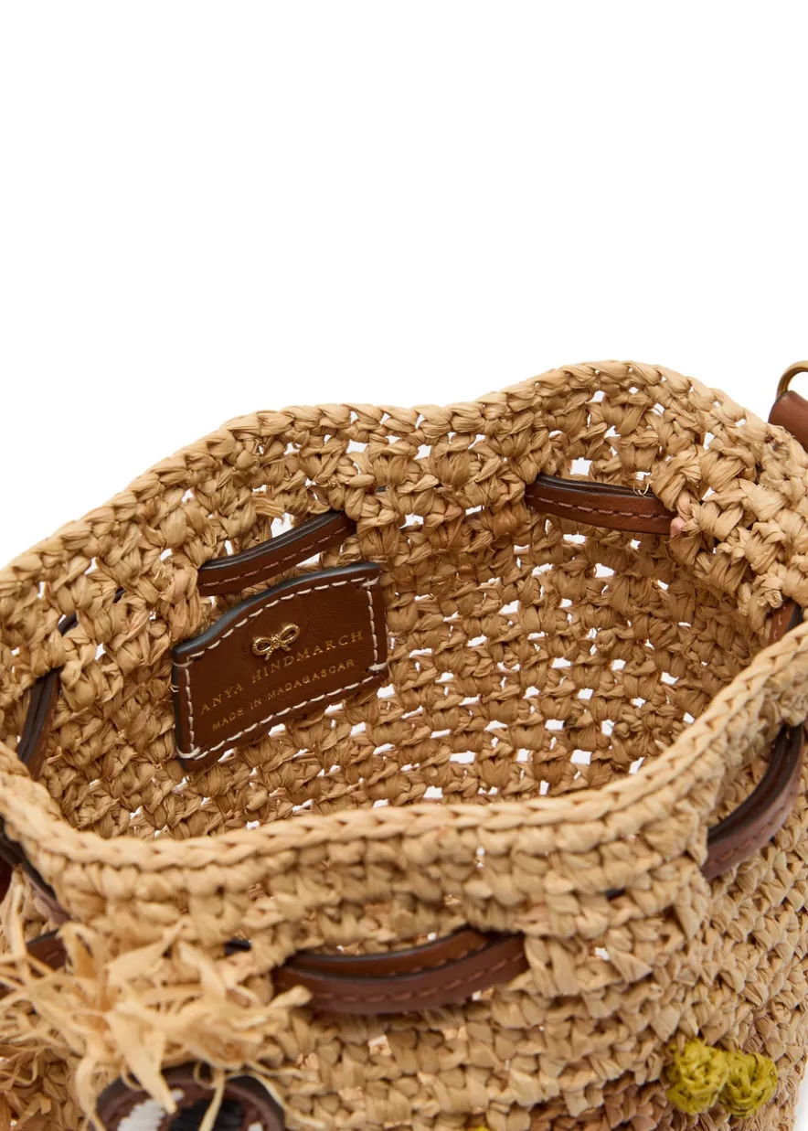 Creature leather and raffia cross-body bag