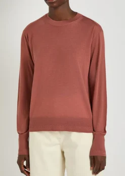 Crew-neck fine-knit T-shirt