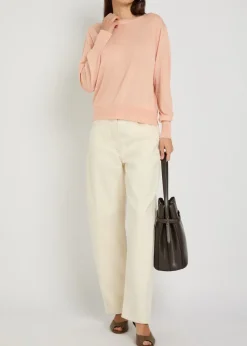 Crew-neck fine-knit T-shirt