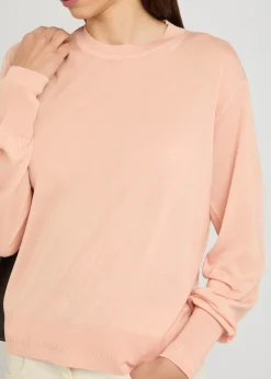 Crew-neck fine-knit T-shirt