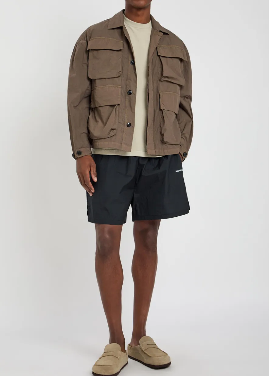 Crinkled nylon overshirt