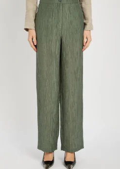 Crinkled straight-leg trousers