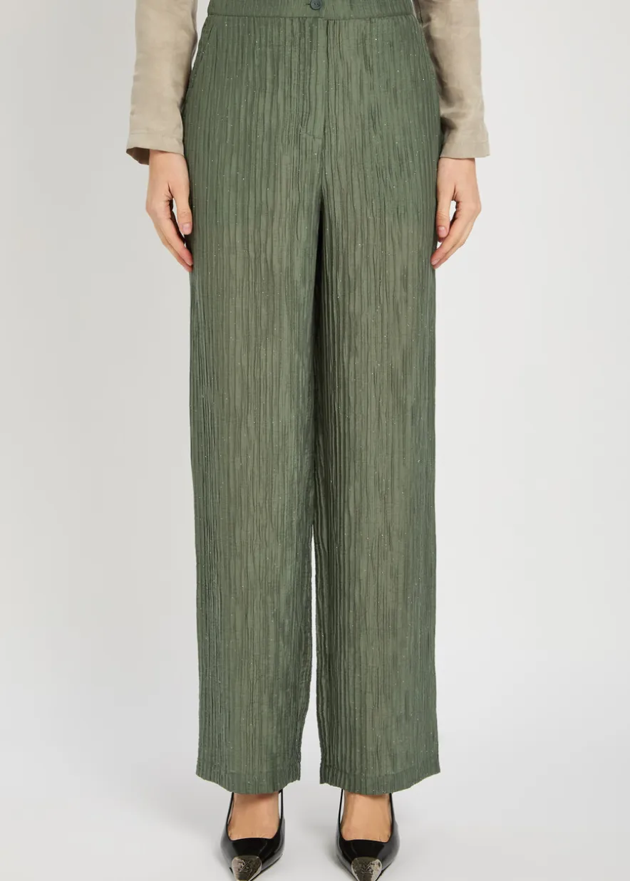 Crinkled straight-leg trousers