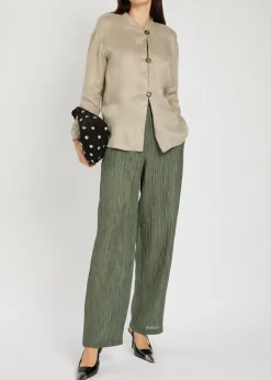 Crinkled straight-leg trousers