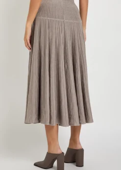 Crinoline ribbed structured wool-blend midi skirt