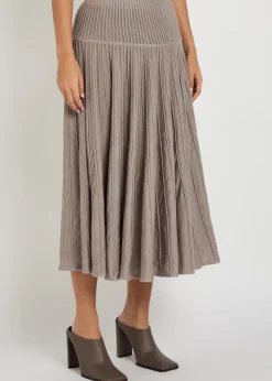 Crinoline ribbed structured wool-blend midi skirt