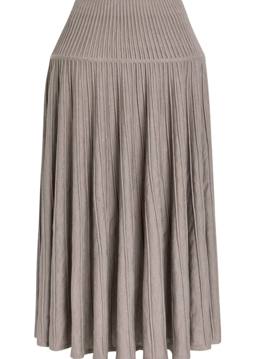 Crinoline ribbed structured wool-blend midi skirt