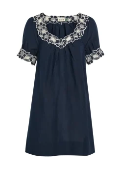 Cristina floral-embroidered linen-blend mini dress