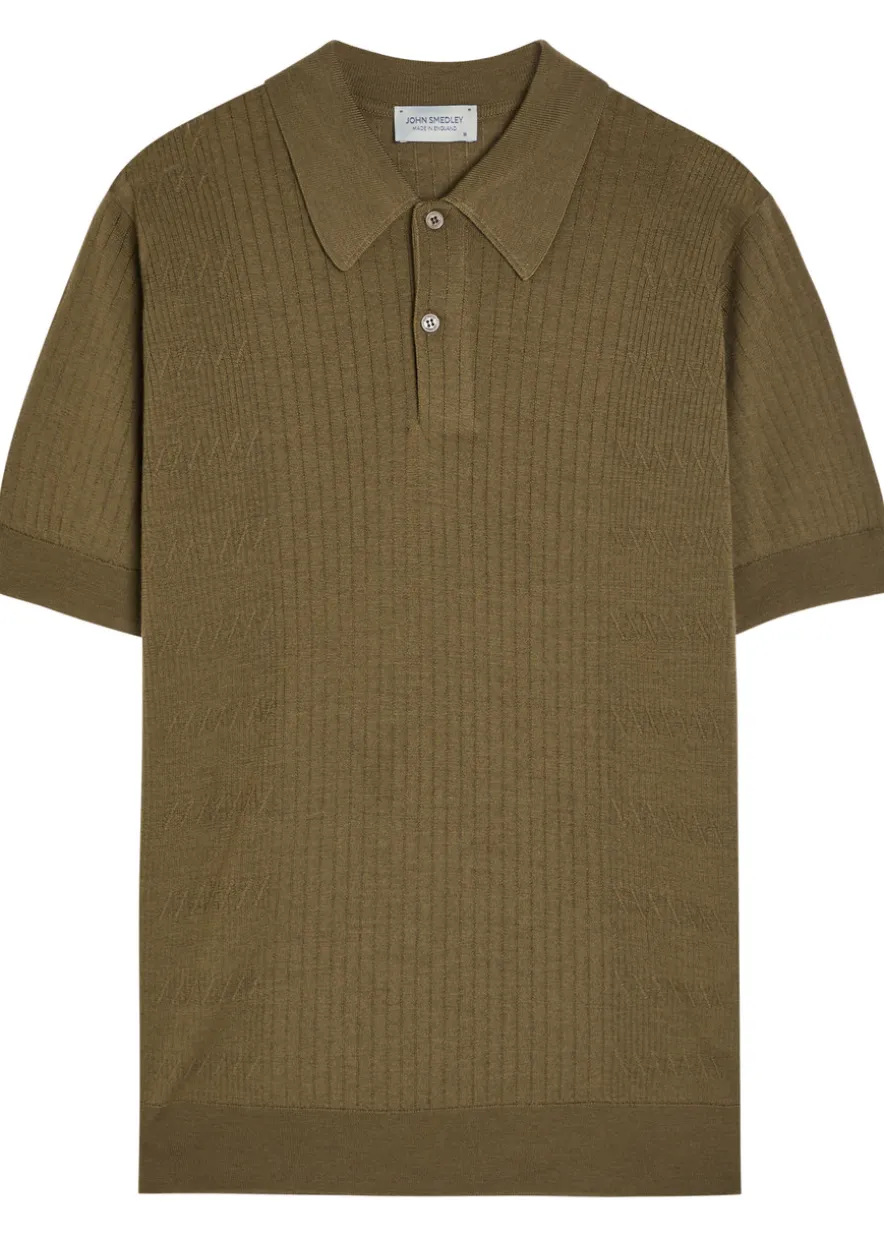 Croall ribbed merino wool polo shirt