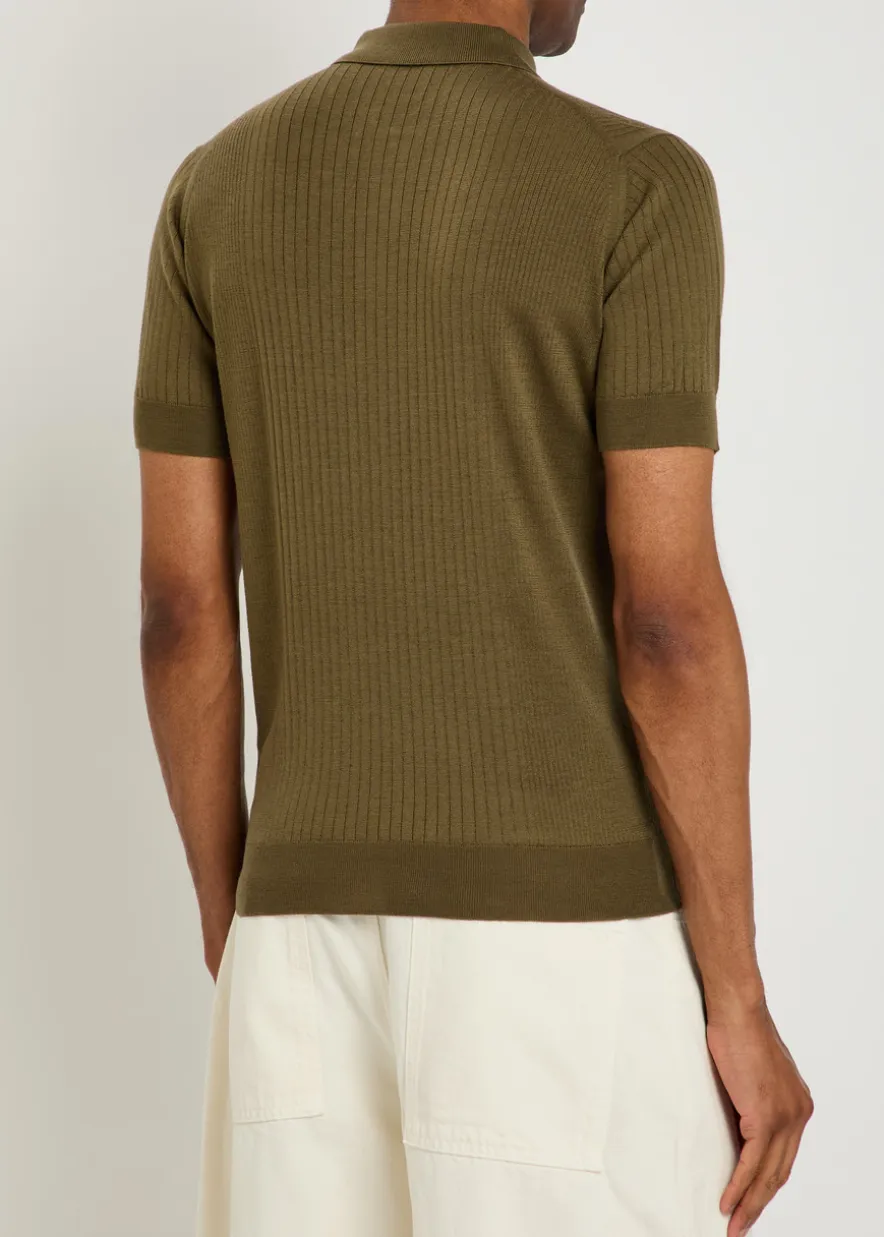 Croall ribbed merino wool polo shirt