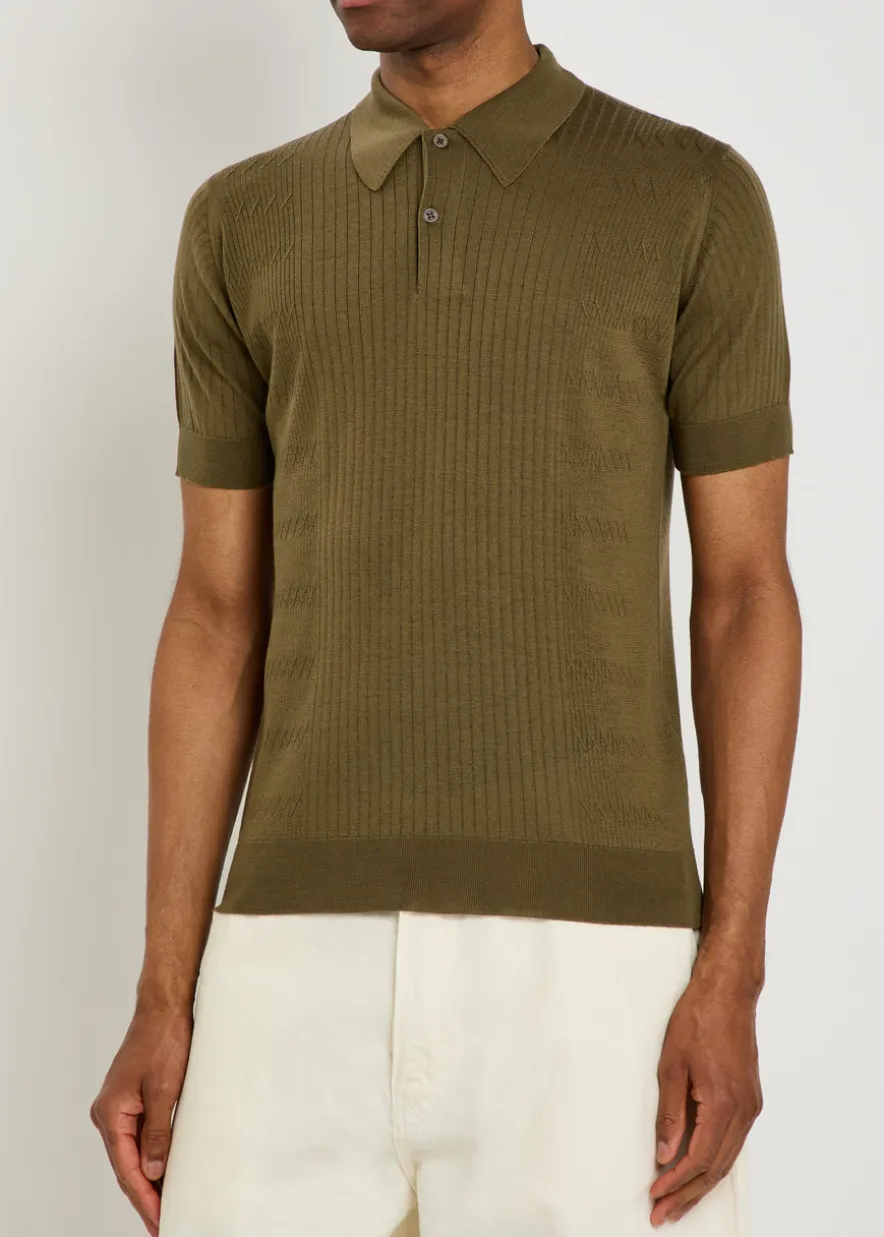 Croall ribbed merino wool polo shirt