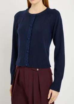 Crochet collar wool-blend cardigan