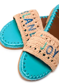 Crochet-design leather sliders