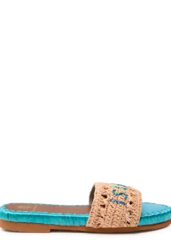 Crochet-design leather sliders