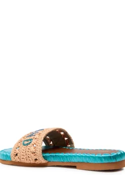Crochet-design leather sliders