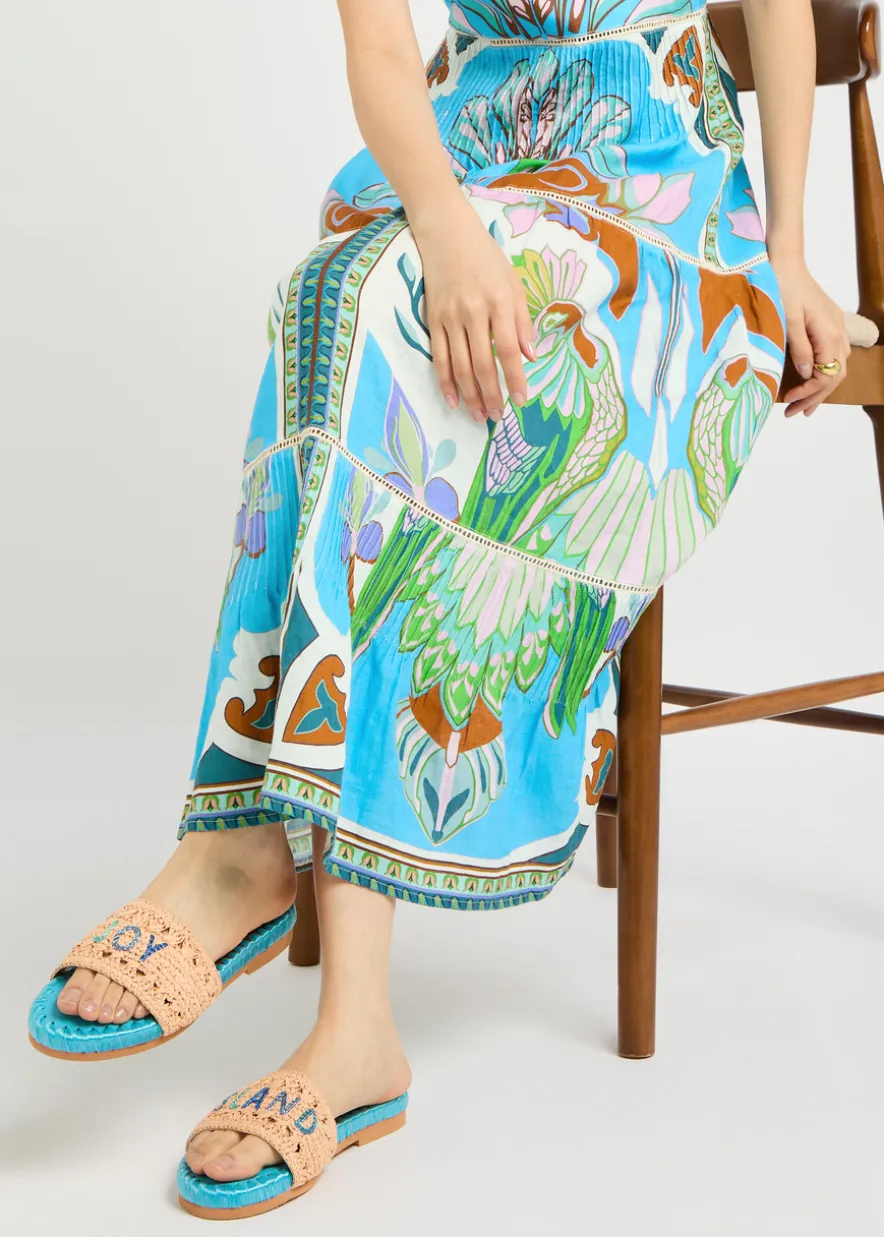 Crochet-design leather sliders