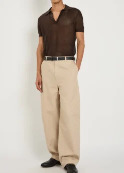 Crochet-knit sheer cotton and silk-blend polo shirt