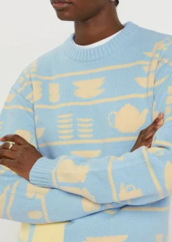 Crockery-intarsia wool jumper