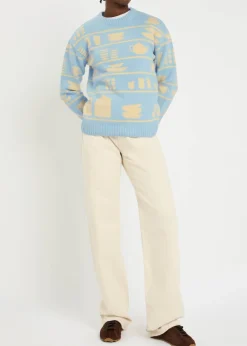 Crockery-intarsia wool jumper