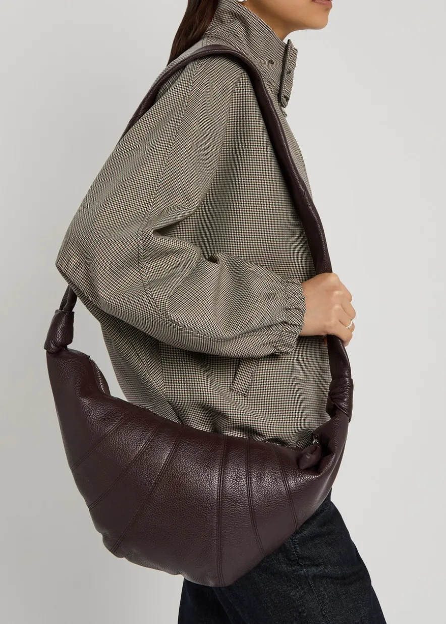 Croissant medium grained leather shoulder bag