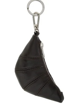 Croissant mini leather bag charm