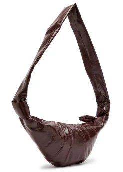 Croissant small glossed leather shoulder bag