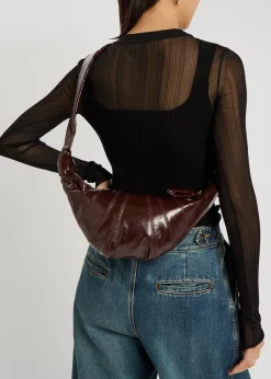 Croissant small glossed leather shoulder bag