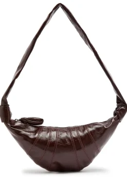 Croissant small glossed leather shoulder bag