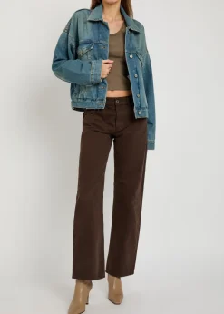 Cropped denim trucker jacket