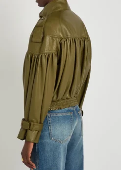 Cropped leather jacket