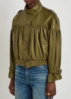 Cropped leather jacket