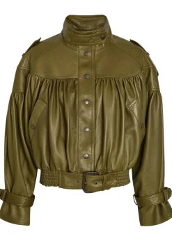 Cropped leather jacket